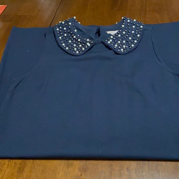 Blue Dress with jeweled collar - Picture 1 of 1